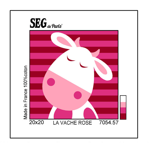 kit canevas soudan blanc la vache rose 20x20cm