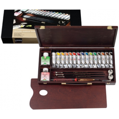 coffret bois rembrandt profession couleurs acryliques